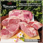 Beef SILVERSIDE Wagyu Tokusen marbling 4-5 aged frozen portioned QUARTER CUTS +/- 2 kg/pc (price/kg)